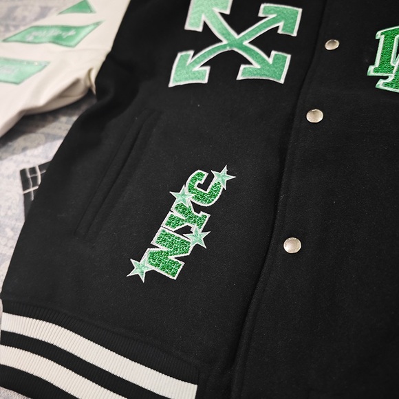 Off-White Black and White Baseball Jacket - Picture 9 of 12